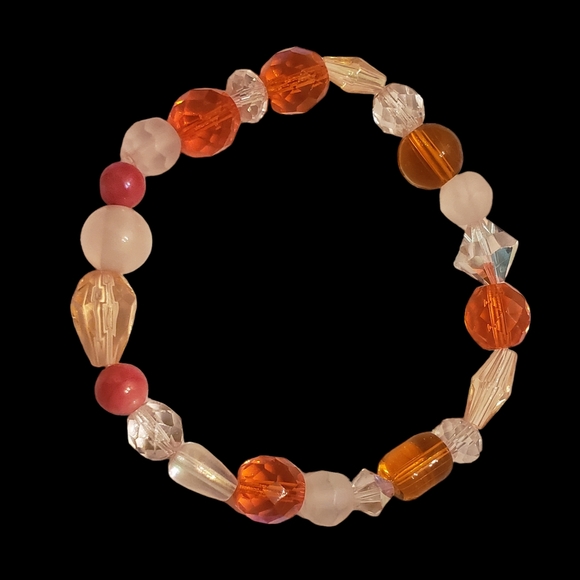 Orange Crystal Hand Crafted Beaded Bracelet - Picture 3 of 7